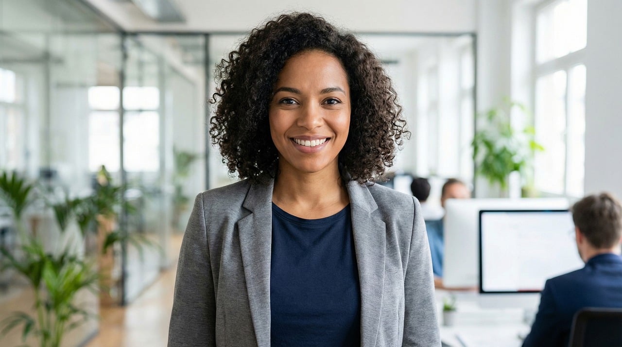 Professional Black woman with braids in a business setting
